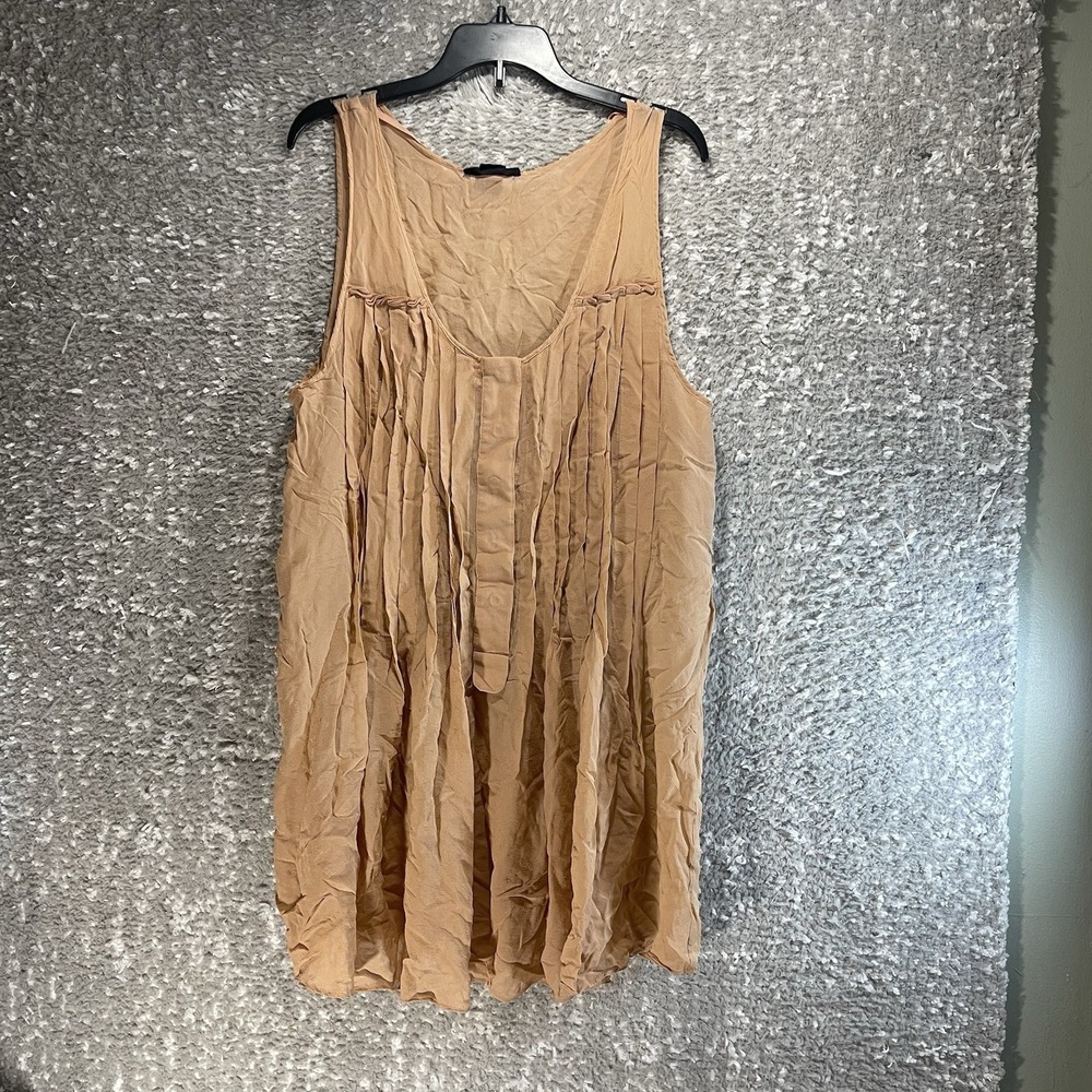 Sonia‎ Rykiel Pour Hm Sleeveless Pleated Semi Sheer Tunic Brown M Preppy Peasant